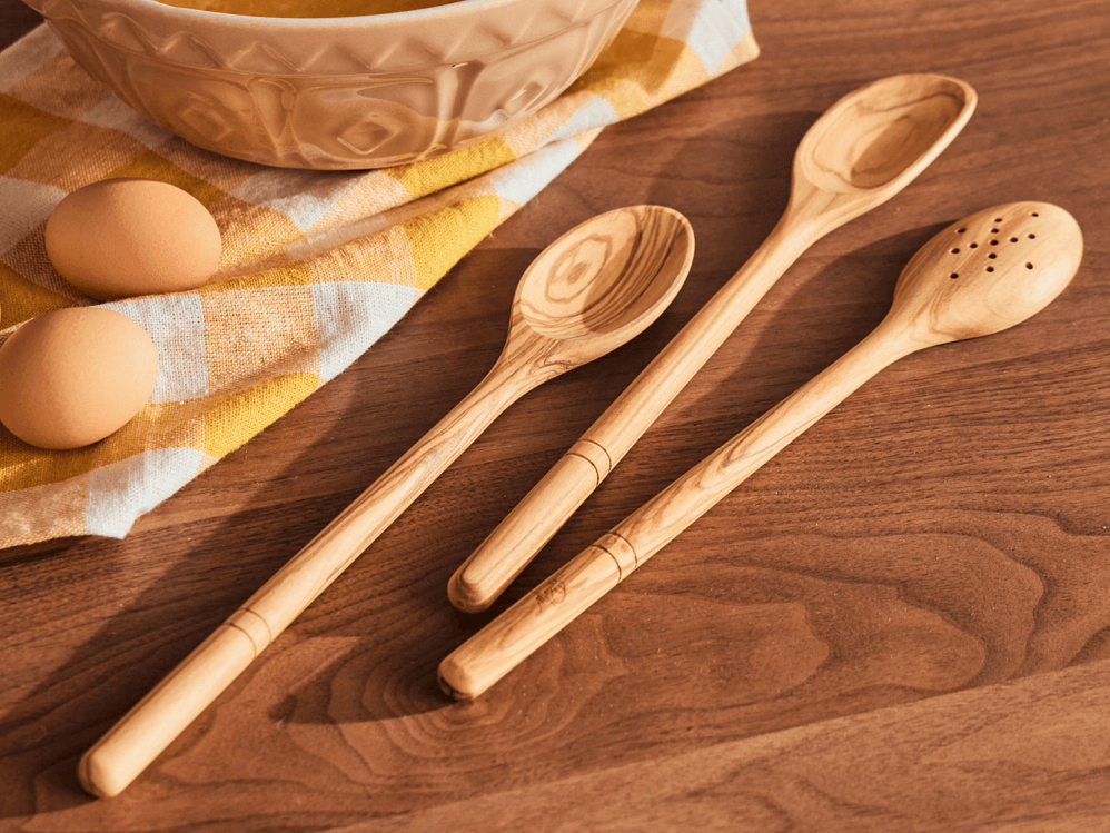 Italian Olive Wood Wooden Spoons Set of 3